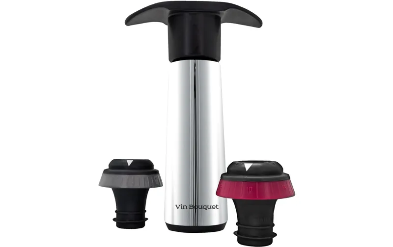 Vin Bouquet Weinpumpe Vakuumpumpe mit 2 Verschlüssen, Silber