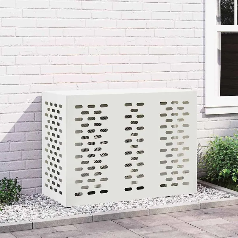 Klimaanlagenabdeckung Weiß 110 x 50 x 80 cm Stahl