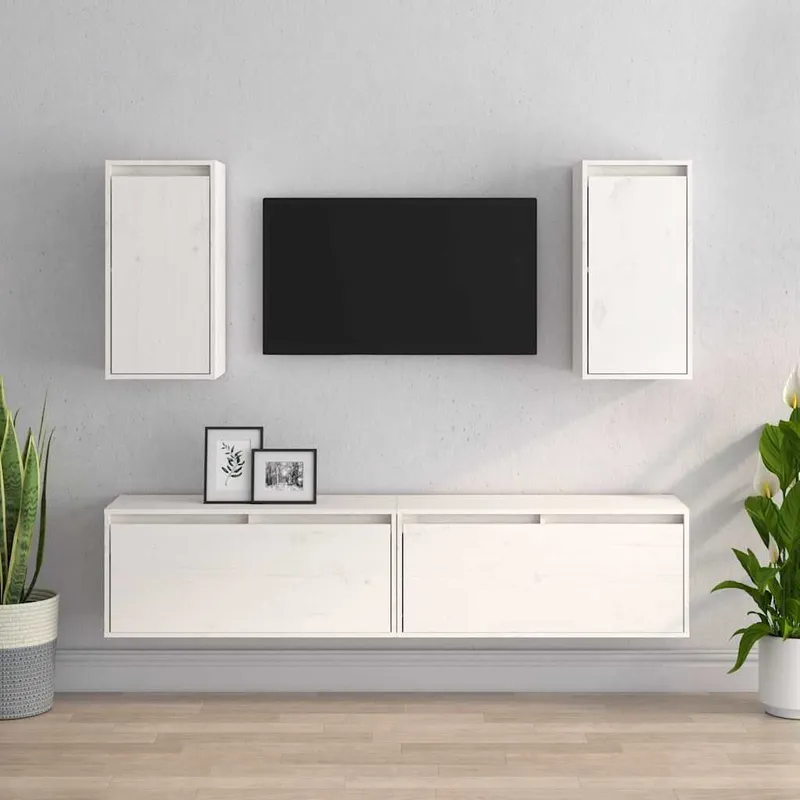 TV-Schränke 4 Stk. bianco legno massiccio pino