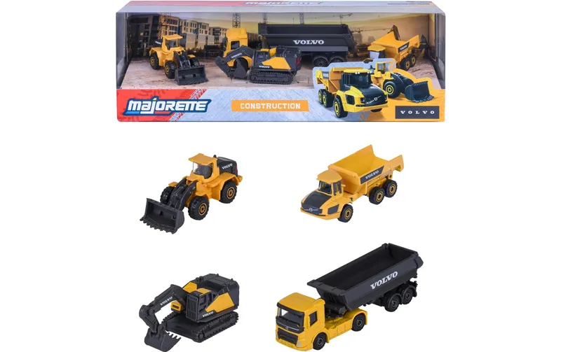Majorette Volvo Construction 4 Pieces Giftpack 4er, Metall, 1:64