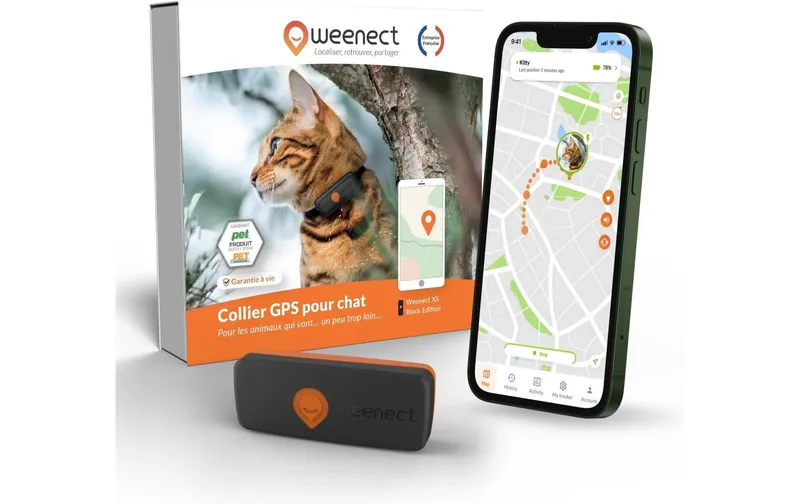 Weenect GPS-Tracker XS für Katzen, Schwarz