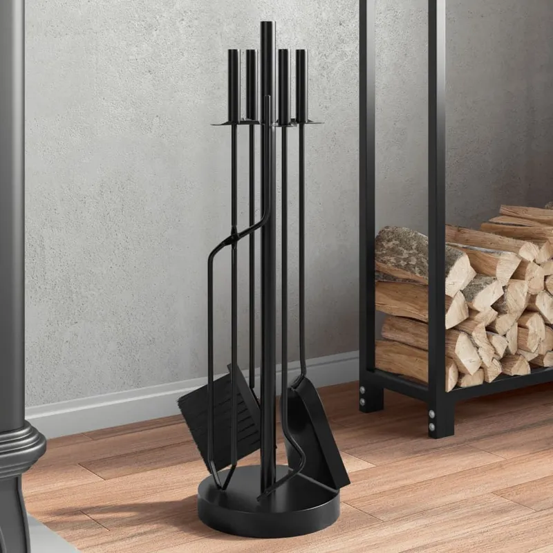 5-teiliges Kaminbesteck-Set 18 x 66 cm Stahl
