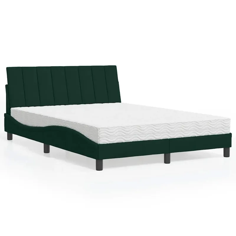 letto con materasso "Hanko" verde scuro 140x200 cm velluto