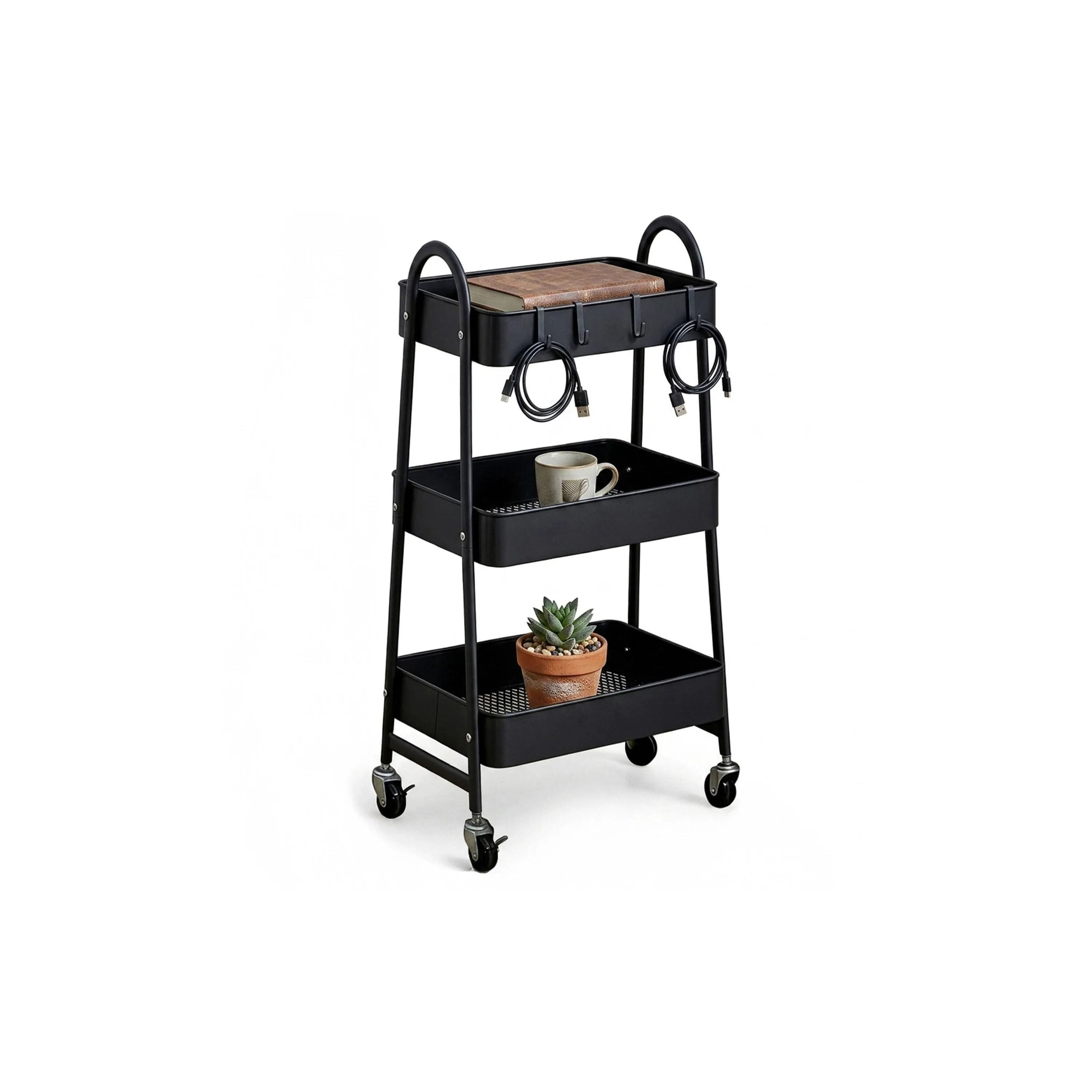 relaxdays Rollregal 44 x 80 x 32 cm, Schwarz