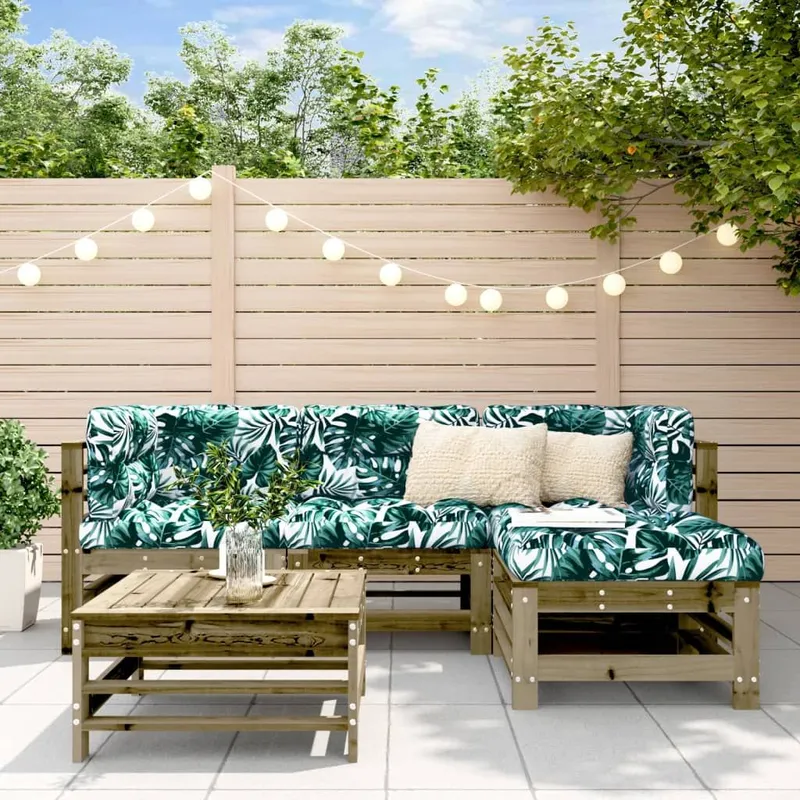 5 pz. Garten-Lounge-Set con cuscini Imprägniertes legno di pino