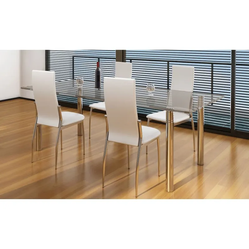 Esszimmerstühle 4 Stk. bianco Kunstleder