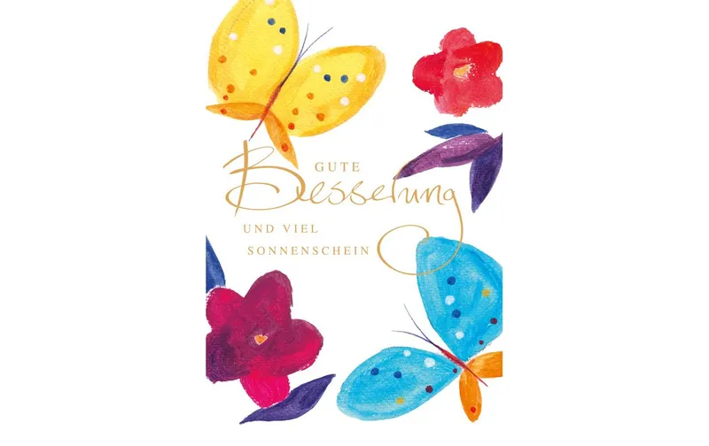 ABC Genesungskarte Schmetterling con Blumen B6