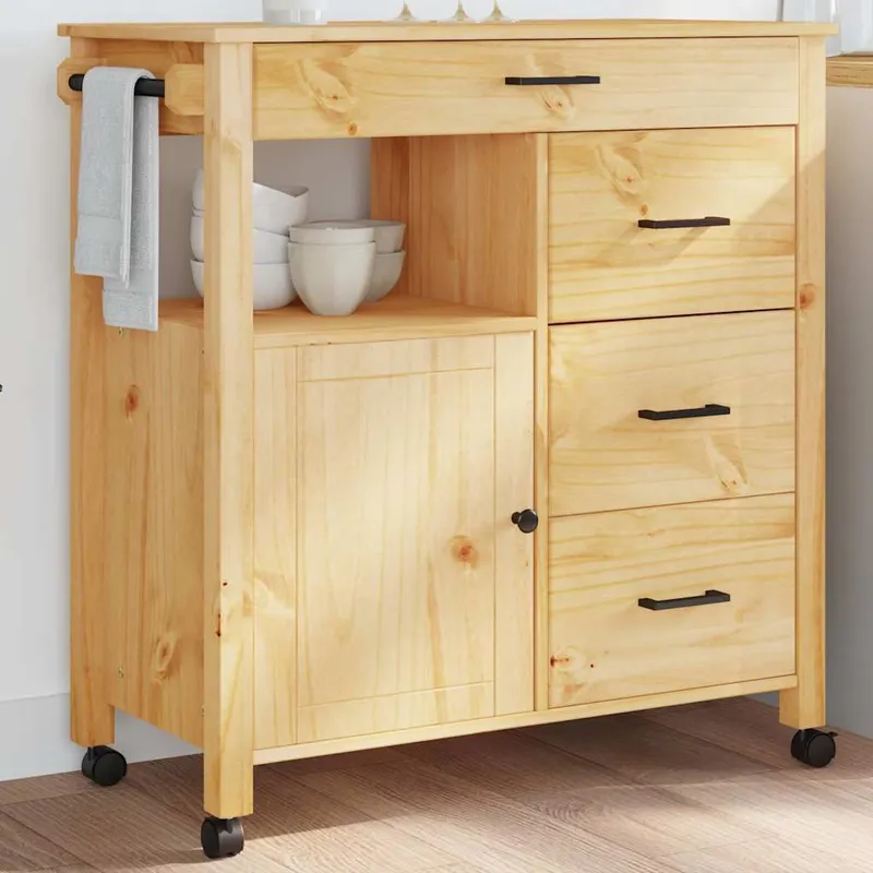 Küchenwagen MONZA 84x40x88,5 cm solid pine wood