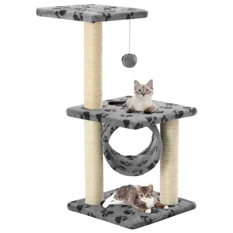 Katzen-Kratzbaum Sisal 65 cm grigio Pfoten-Muster