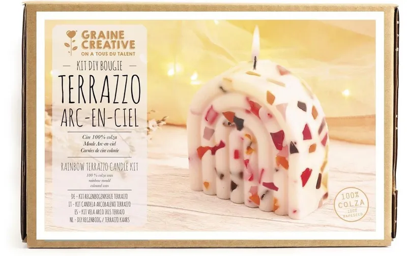 Graine Créative Kerzen-DIY-Set Regenbogen-Terrazzo Mehrfarbig