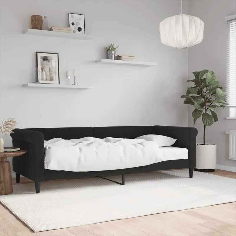 Tagesbett mit Matratze nero 80x200 cm Samt