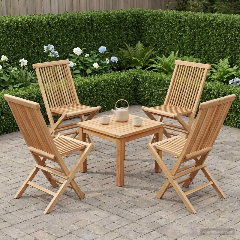 Sedia da giardino pieghevole 4 pezzi in legno massello naturale di tek