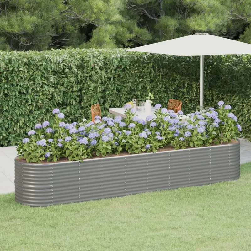 Hochbeet Verzinkter Stahl 368x80x68 cm Grau
