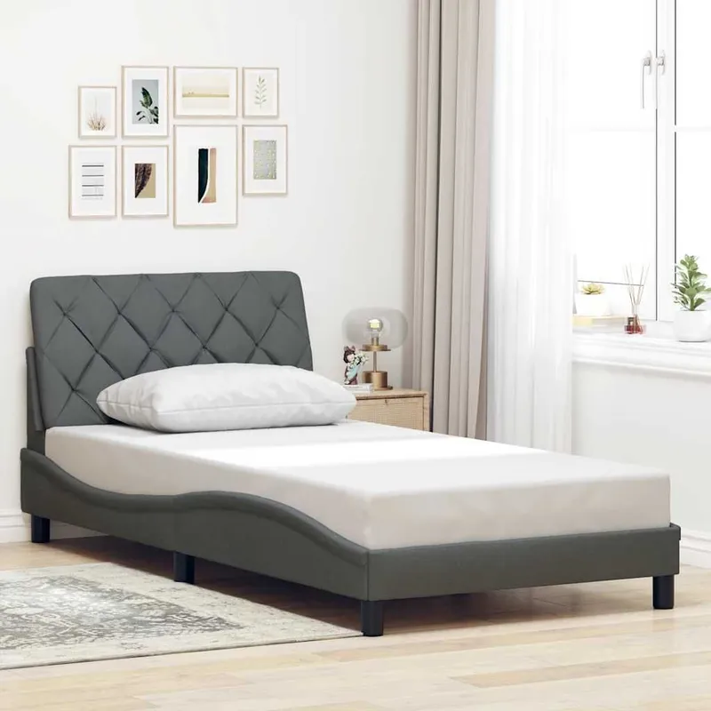 struttura letto senza materasso grigio scuro 100x200 cm tessuto