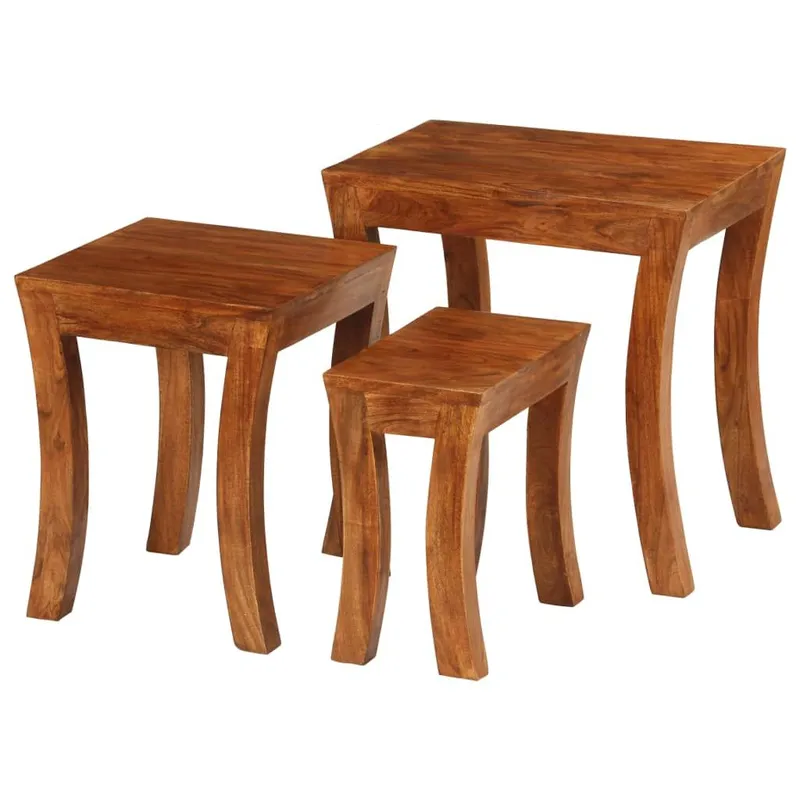 3-tlg. Satztisch-Set legno massiccio acacia 50x35x50 cm marrone