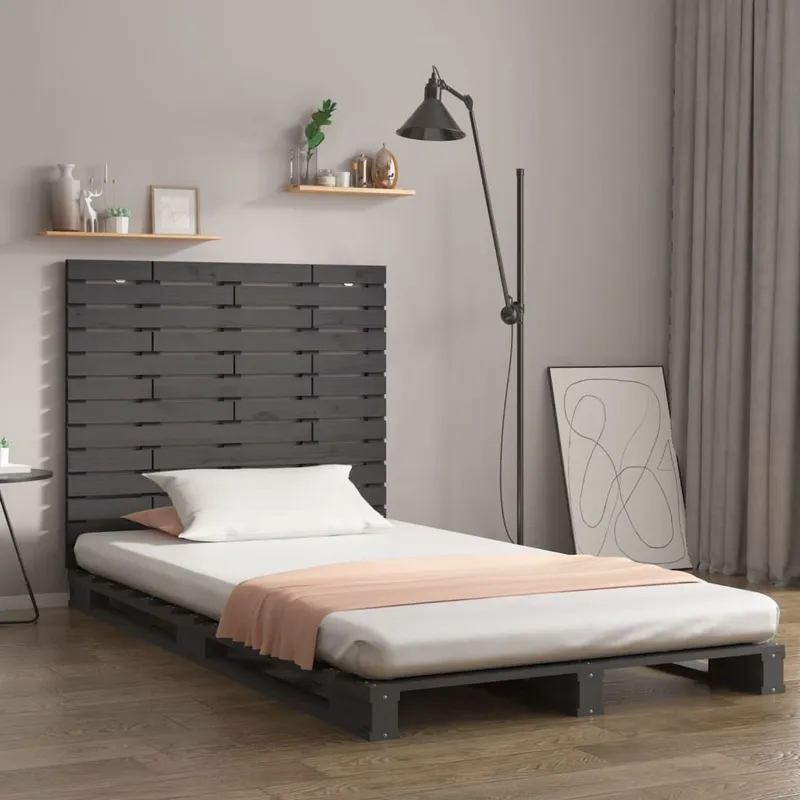 Wand-Kopfteil grey 141x3x91,5 cm solid pine wood
