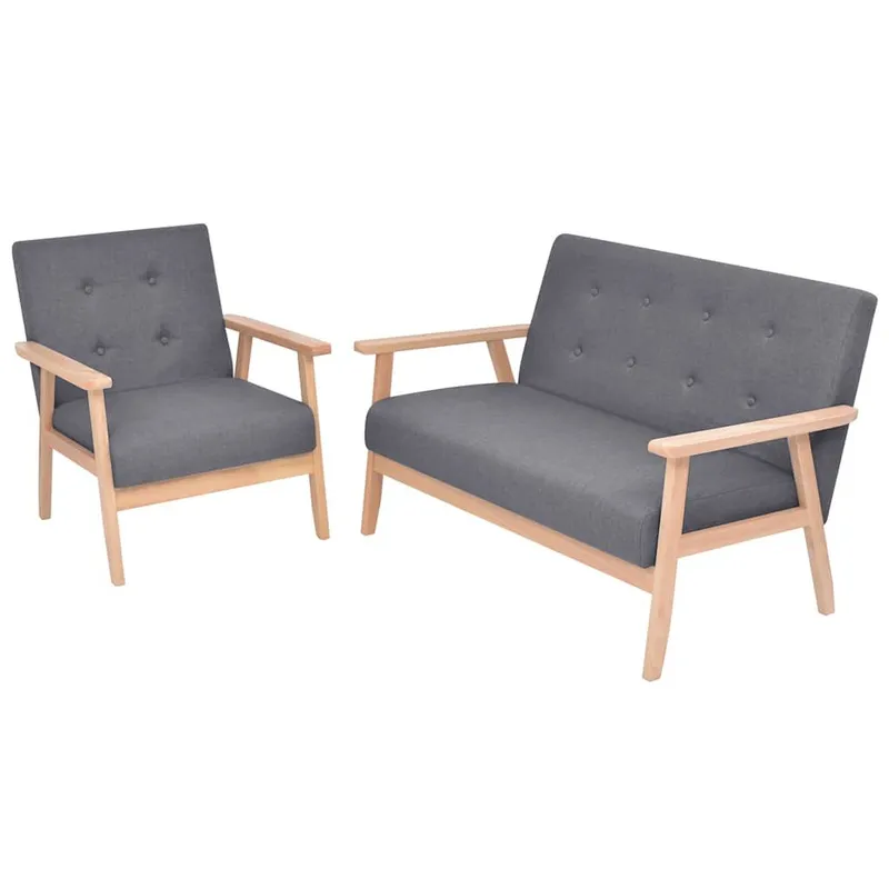Sofa-Set 2-tlg. tessuto Dunkelgrau