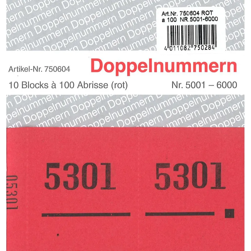 Numméro de vestiaire rouge 120x60mm 5001-6000 rot