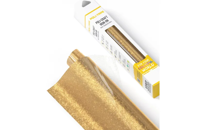 Poli-Tape Aufbügelfolie Pearl Glitter, 30.5 x 61 cm, Hellgold