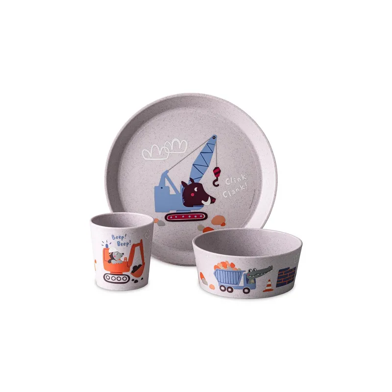 Koziol Kindergeschirrset CONNECT TRUCKS purple grey