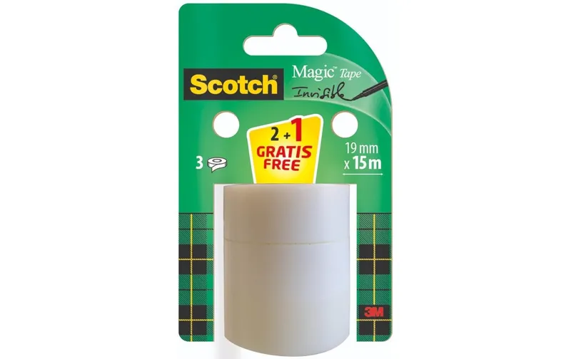 Scotch Klebeband Magic 19 mm x 15 m, 2 Rollen + 1 Gratis