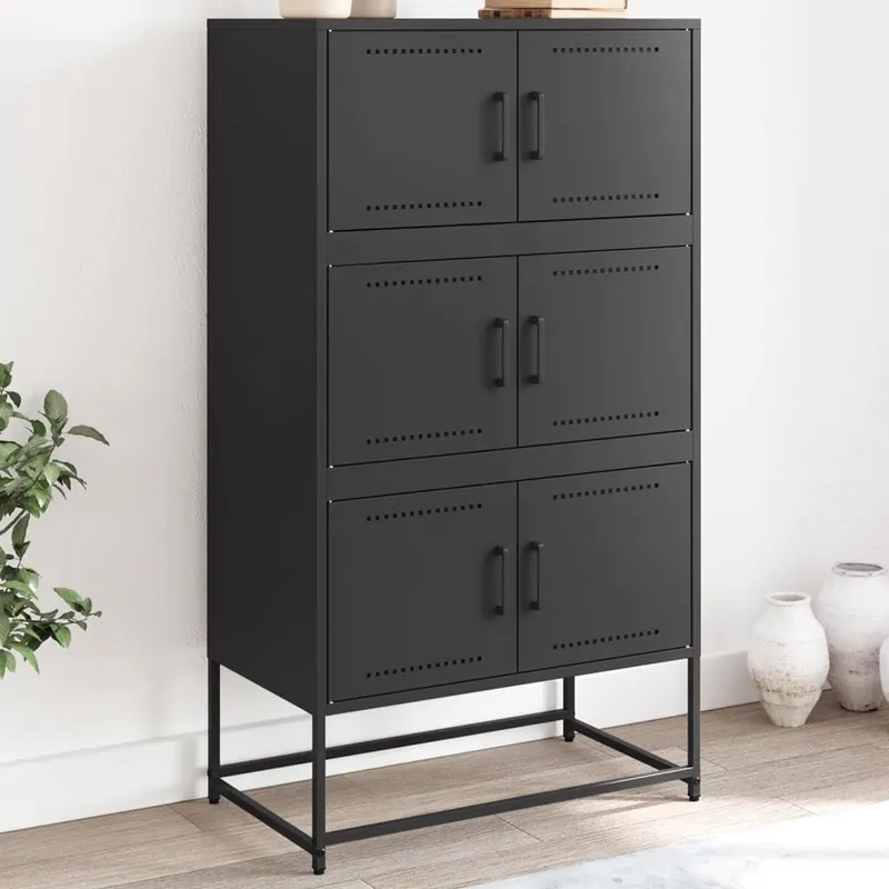 Sideboard nero 68,5x38,5x123,5 cm Stahl