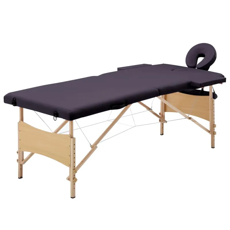 Massageliege Klappbar 2-Zonen con Holzgestell Lila