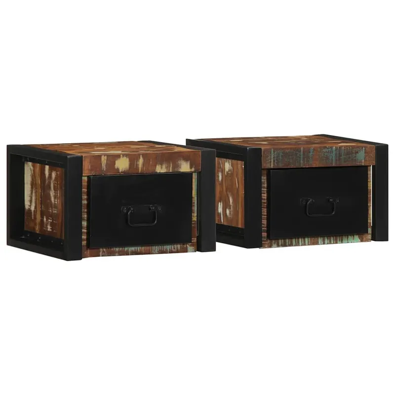 Nachttische 2 Stk. multicolore 40x35x25 cm Altholz Massivholz