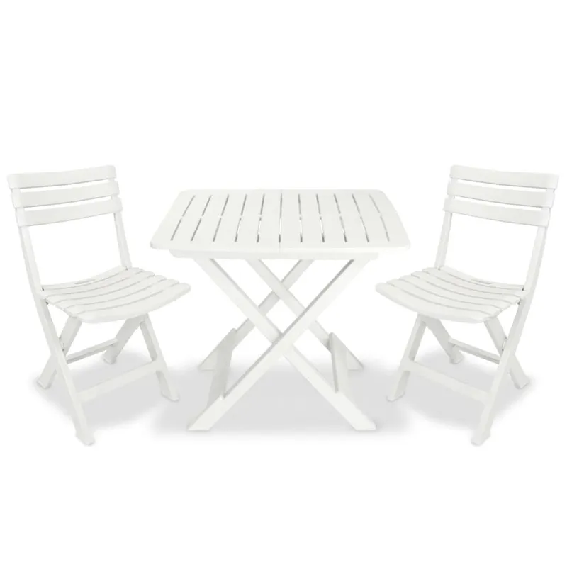 3-tlg. Bistro-Set Klappbar Kunsttessuto bianco
