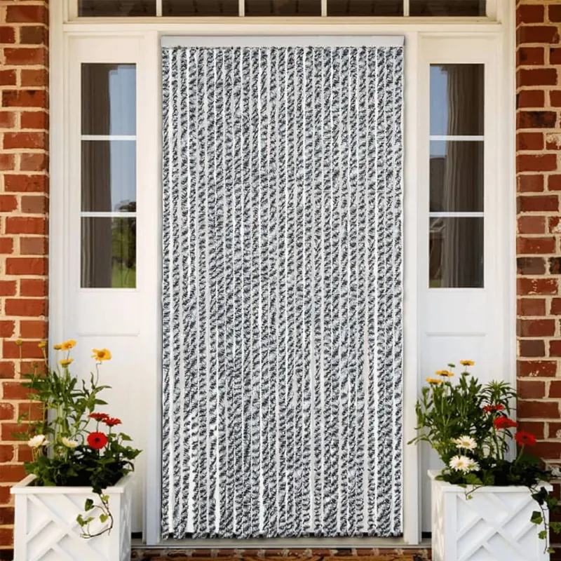 Fliegenvorhang Grau, Schwarz und Weiß 118x220 cm Chenille