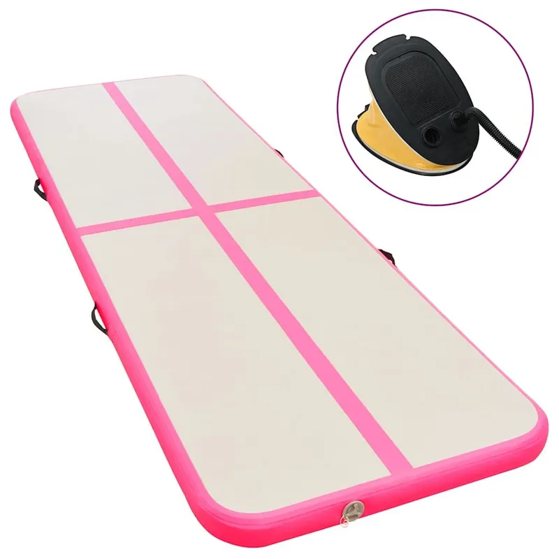 Aufblasbare Gymnastikmatte con Pumpe 300×100×10 cm PVC rosa