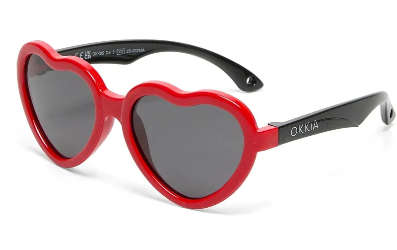 OKKIA Kinder-Sonnenbrille Heart 6-10 Jahre Black, Red