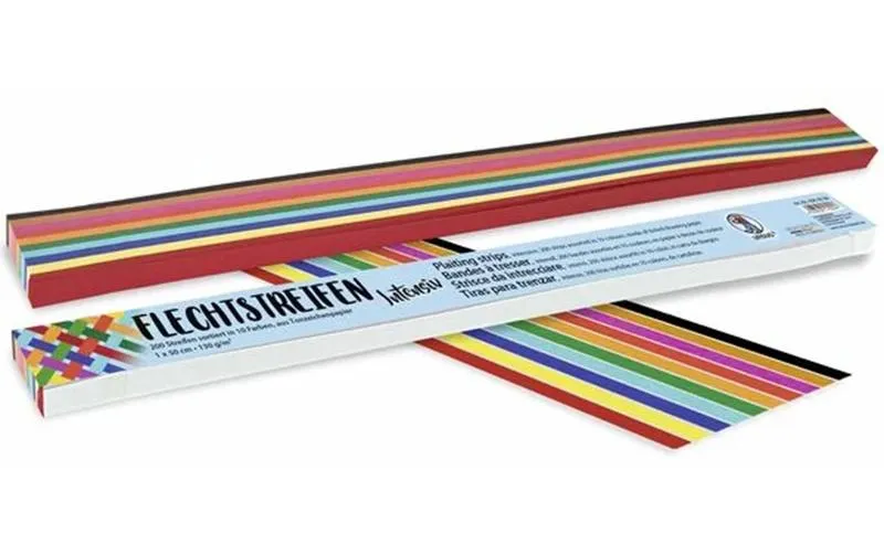 URSUS Bastelpapier Flechtstreifen 1 x 50 cm, 200 pièces, multicolore