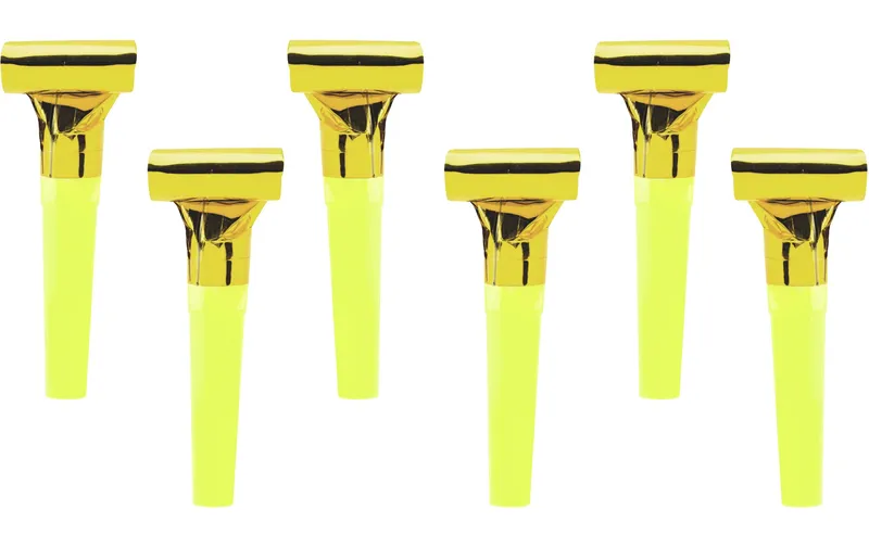 Partydeco Partypfeife Gold, 6 pezzi