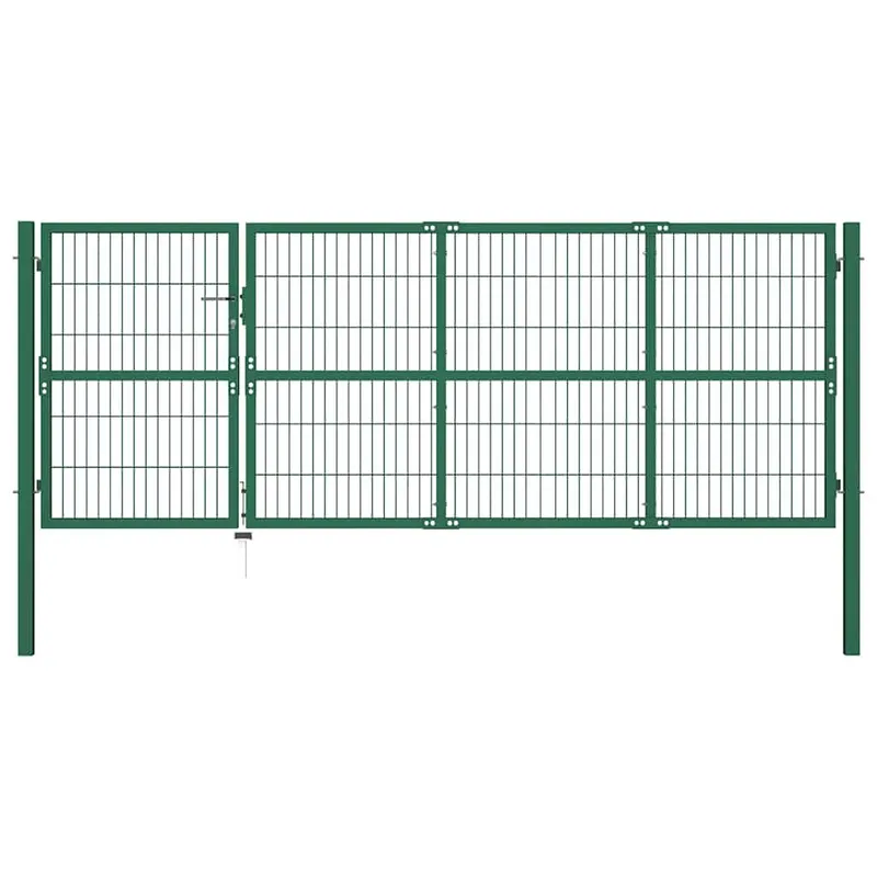 Gartentor mit Pfosten 350x120 cm Stahl Grün
