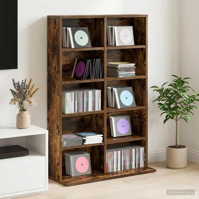 Reggastalli CD noce fumato 65 x 23,5 x 97,5 cm Materiale ligneo composto