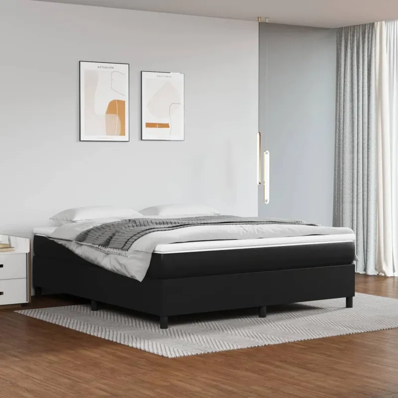 Boxspringbettgestell Schwarz 160x200 cm Kunstleder