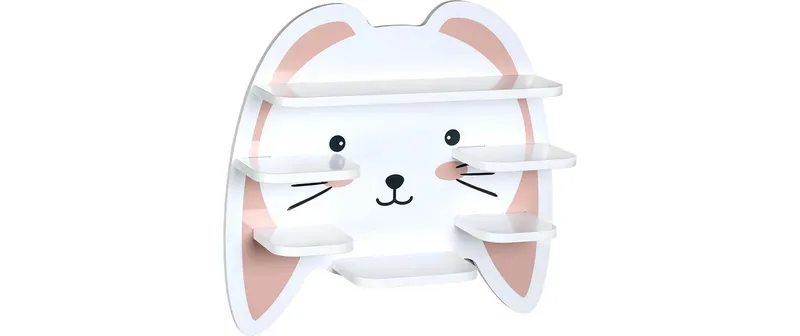 Étagère murale Kesper motif Lapin Rose Blanc 45 x 12 x 42 cm