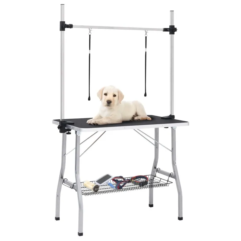 Verstellbarer Trimmtisch per Hunde con 2 Schlaufen e Korb