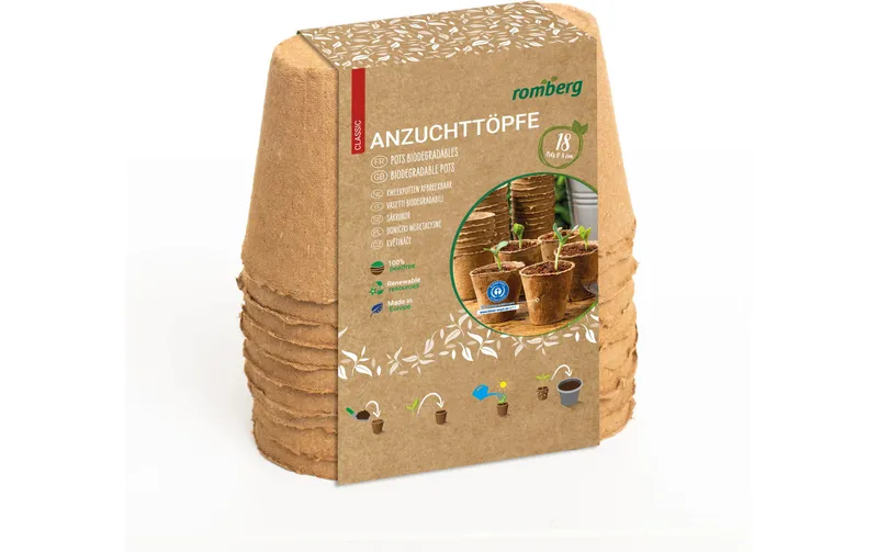 Romberg Aufzuchttöpfe 18 Stück, 8 cm rund