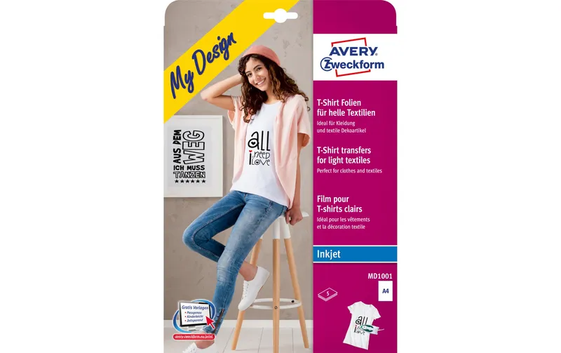 Avery Zweckform Aufbügelfolie Avery Inkjet