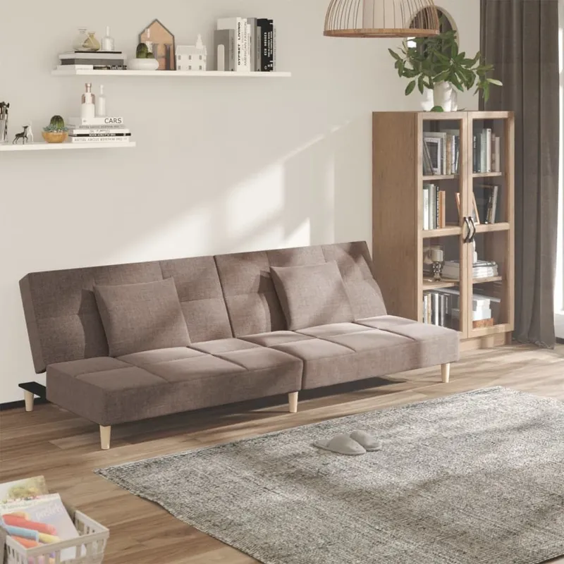 Schlafsofa 2-Sitzer mit 2 Kissen Taupe tessuto