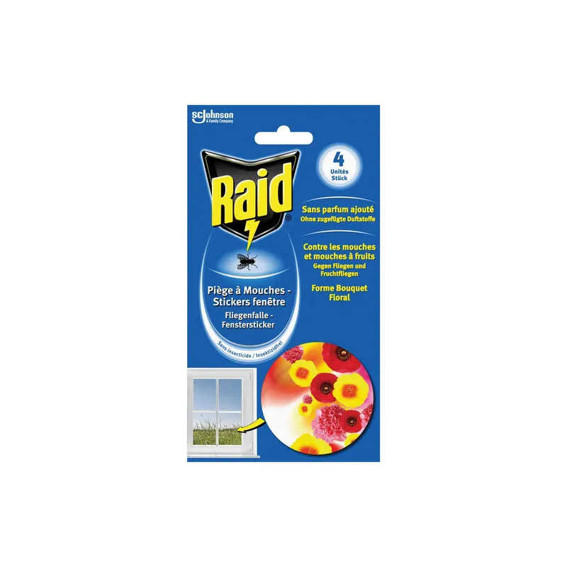 Raid Fliegenfalle Fenstersticker, 4 Stück