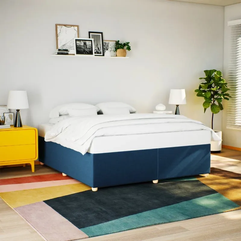 struttura letto senza materasso blu 180x200 cm tessuto