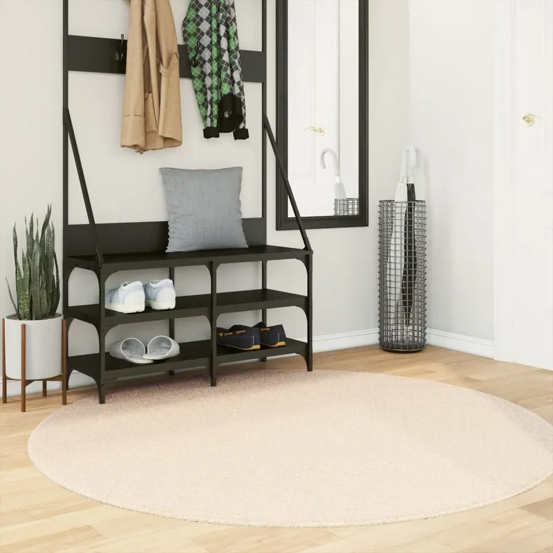 Tapis à poils courts doux et lavable beige Ø 160 cm