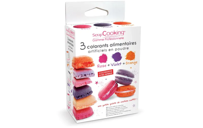 ScrapCooking Lebensmittelfarbenpulver Set Violett/Orange/Rosa