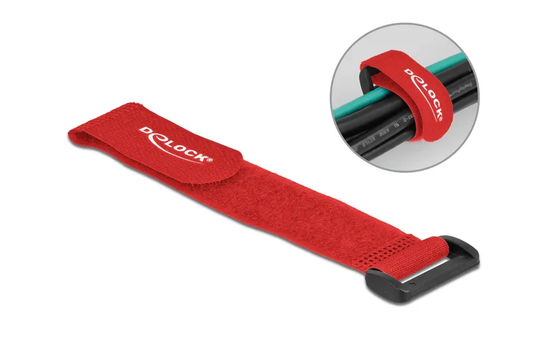 Delock Klettkabelbinder rouge 190 mm x 25 mm 5 pièces
