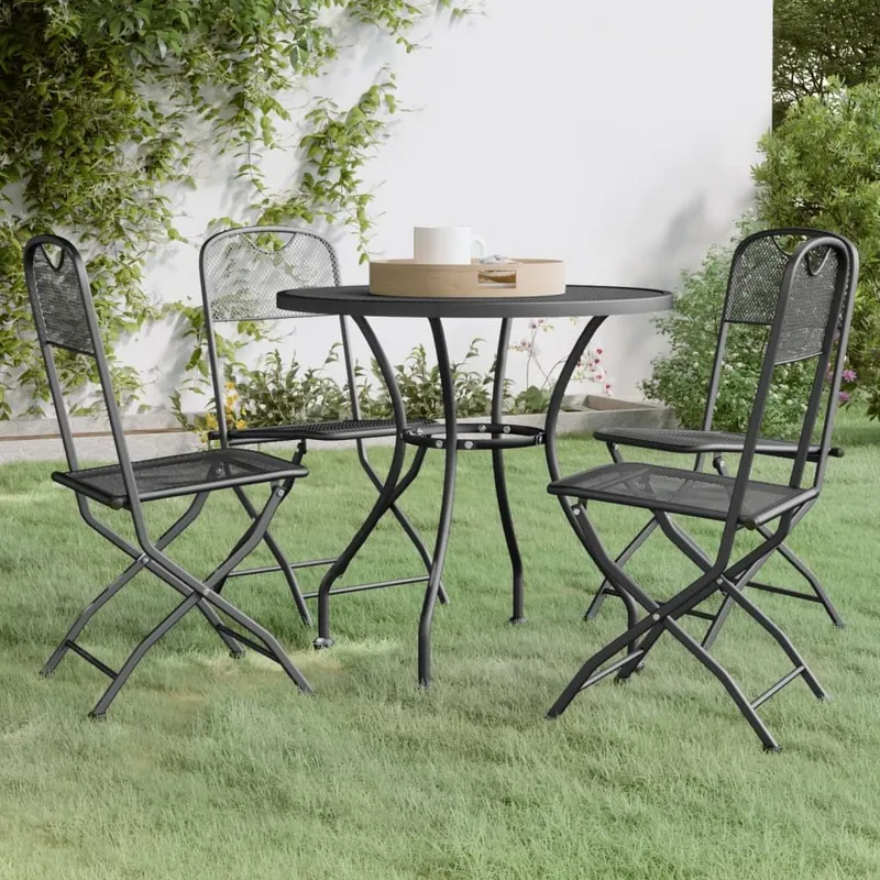 5-tlg. Garten-Essgruppe Streckmetall Anthrazit