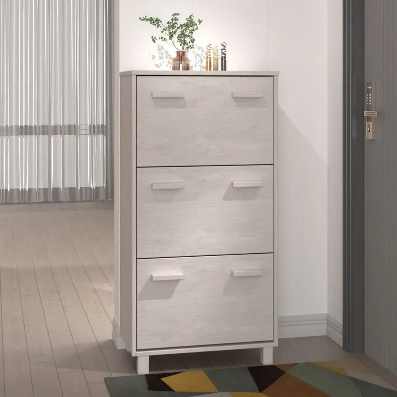 Schuhschrank HAMAR white 59,5x35x117 cm solid pine wood