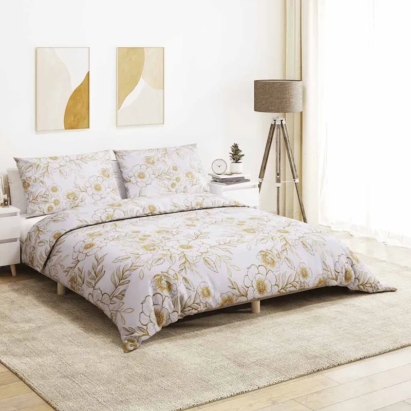 lettowäsche-Set bianco e marrone 260x240 cm Baumwolle